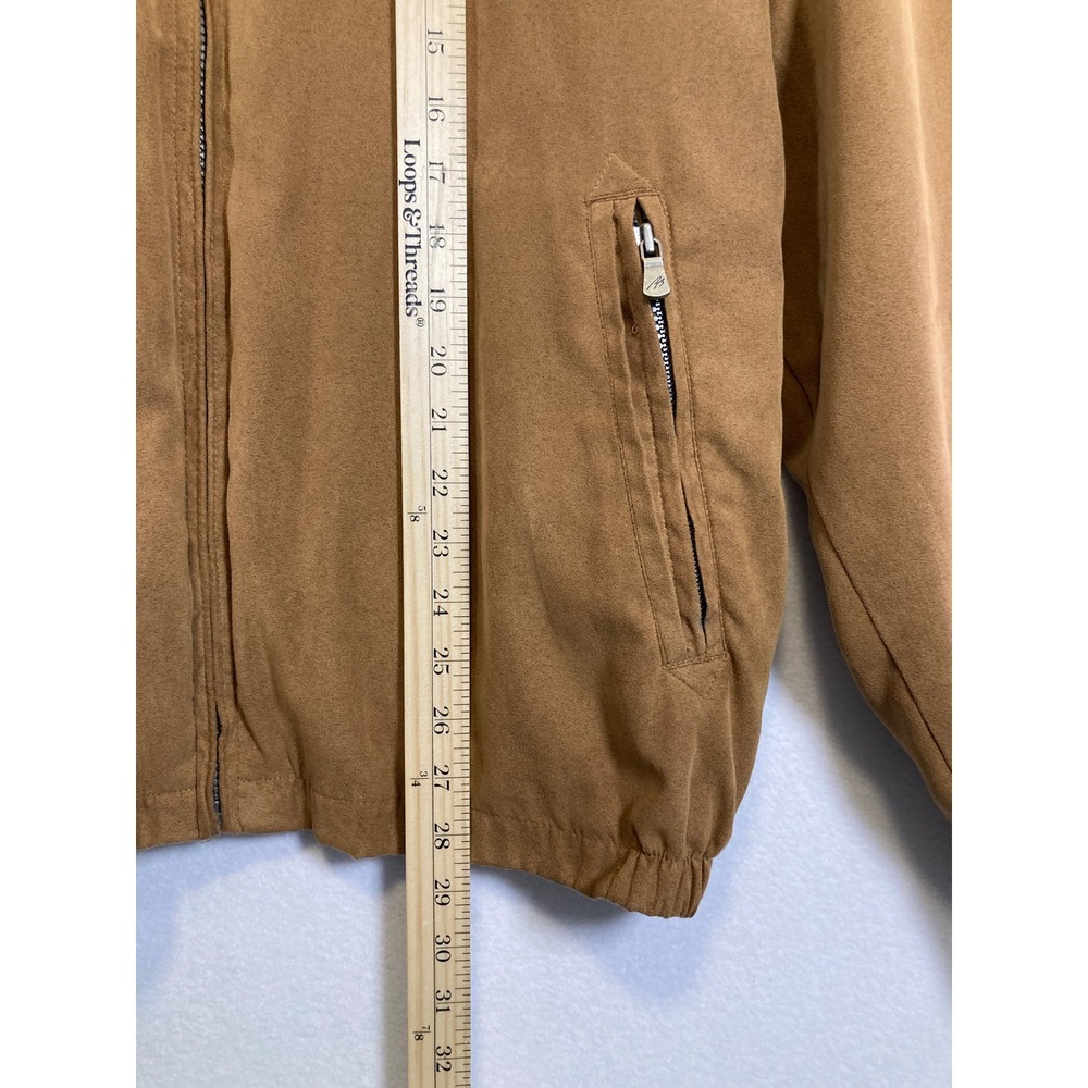 Western Studio Bill Blass Mens Large Tan Faux Suede Harrington Jacket Vintage L - Picture 6 of 11